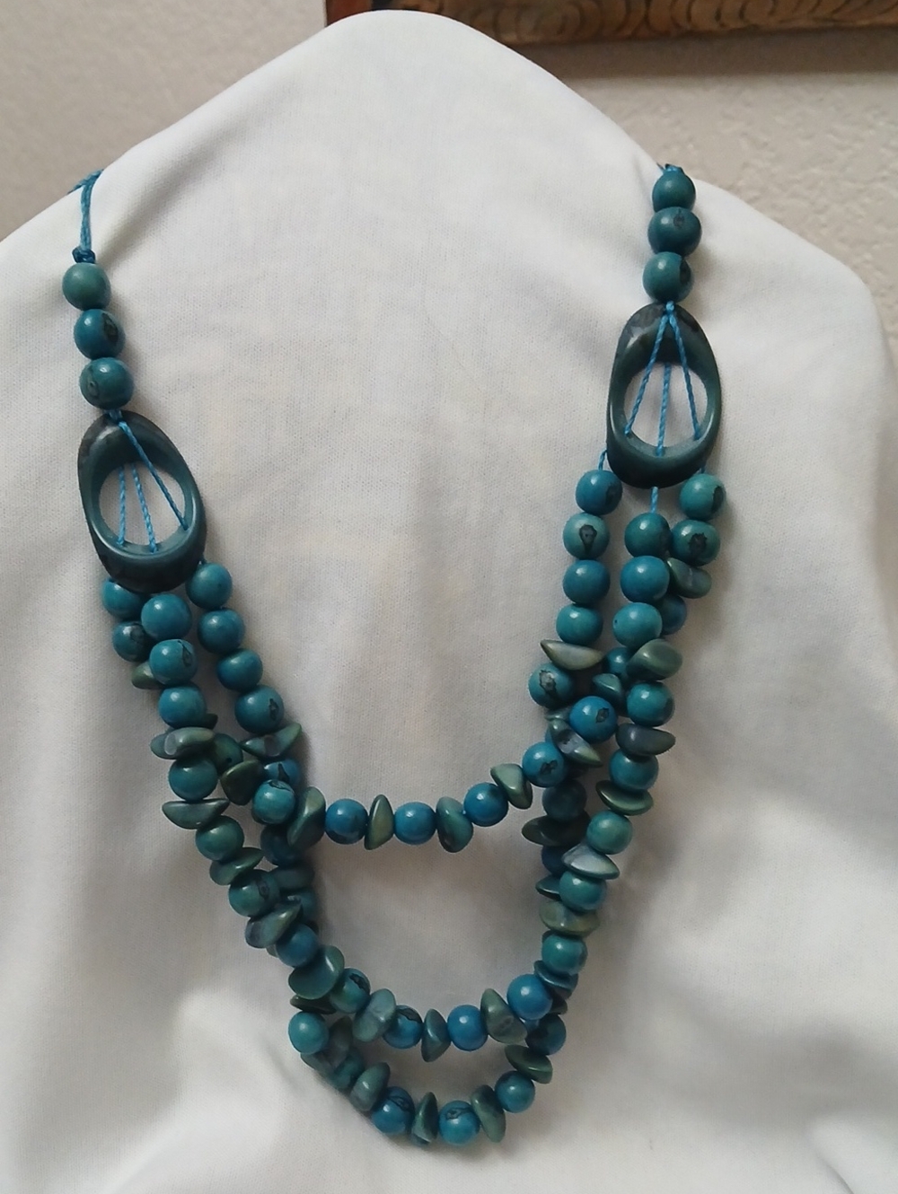 Turquoise Acai And Tagua Beaded Necklace -